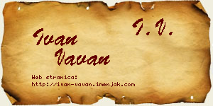 Ivan Vavan vizit kartica